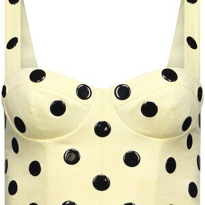 Area polka dot-appliqué cropped top